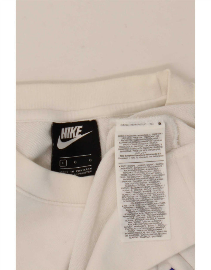 Hanorac grafic pentru bărbați Nike Pulover mare, alb, bumbac