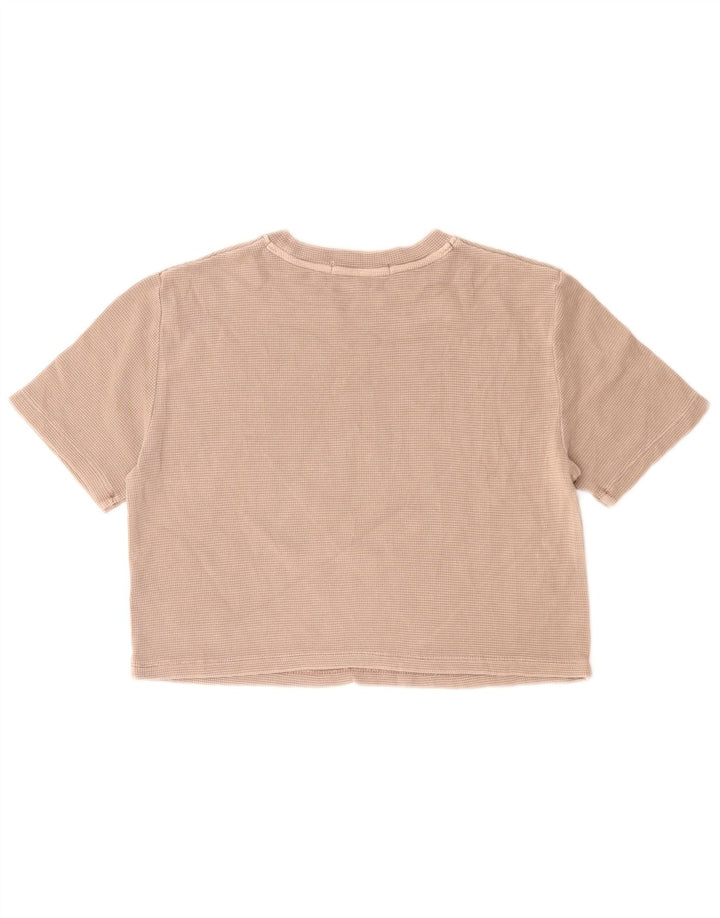 CALVIN KLEIN JEANS Tricou Crop Top pentru femei UK 10 Small Beige Bumbac