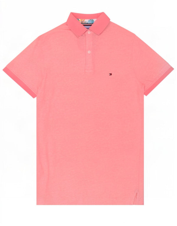 Cămașă polo Tommy Hilfiger pentru bărbați, bumbac, culoarea normală, roz mediu
