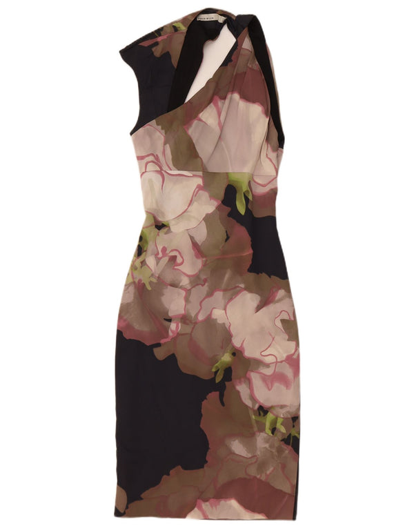 Karen Millen Rochie Halter pentru femei UK 6 XS Acetat floral negru