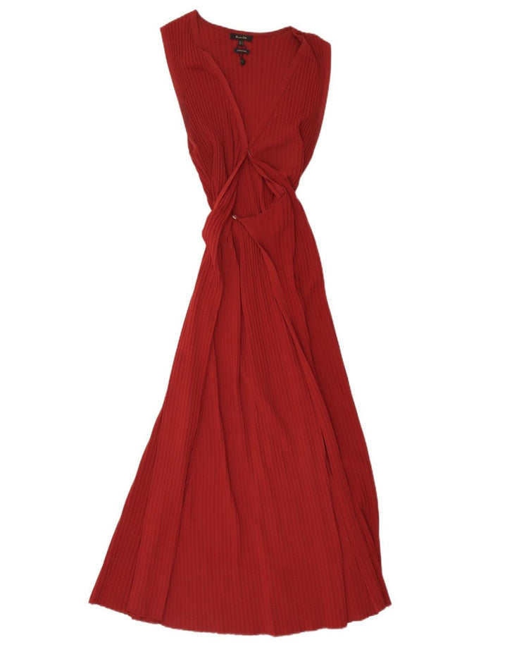 Rochie Maxi fără mâneci pentru femei Massimo Dutti UK 12 Viscoză roșie medie