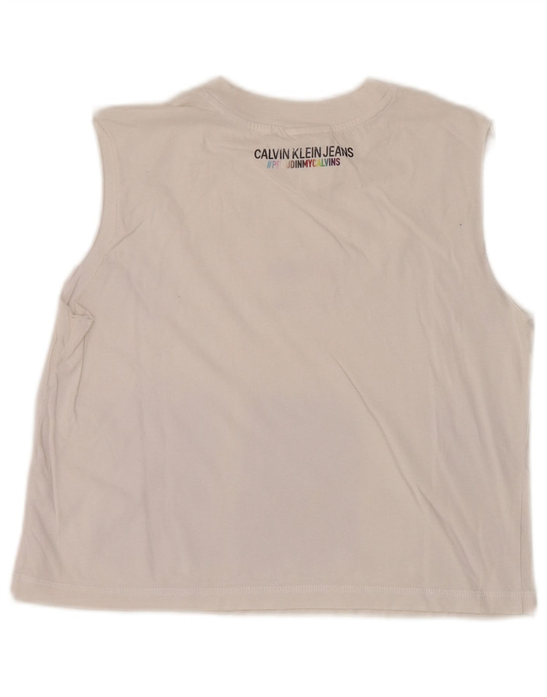 Calvin Klein Crop Graphic Vest Top pentru femei UK 12 Medium White