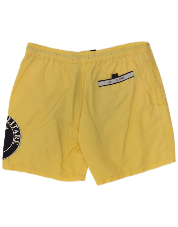 Pantaloni scurți de înot cu grafică Marina Militare pentru bărbați XL din poliamidă galbenă