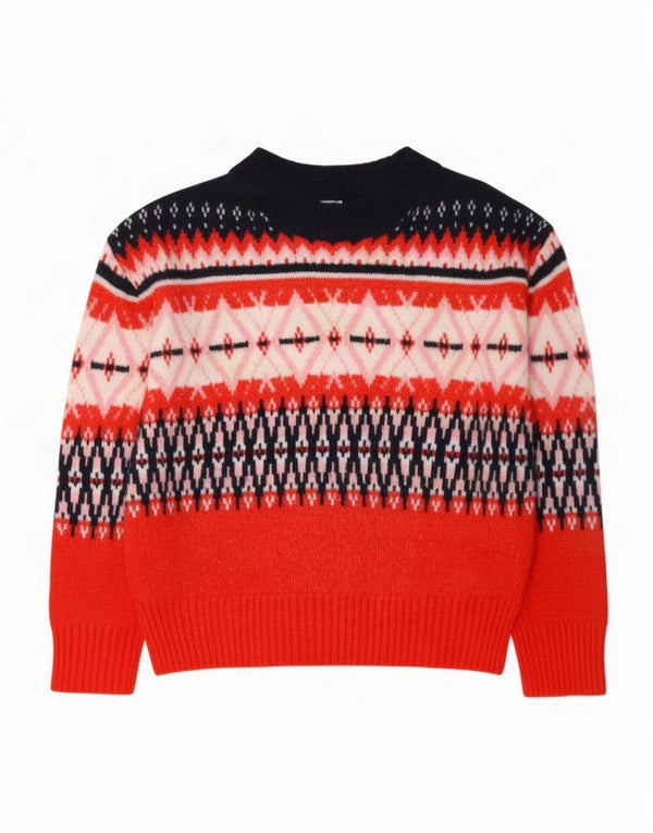 Pulover pentru femei Marks & Spencer cu decolteu rotund UK 10 Small Red Fair Isle