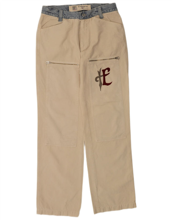 Pantaloni cargo obișnuiți pentru bărbați Think Pink EU 48 Mediu L32 L33 Bej Bumbac