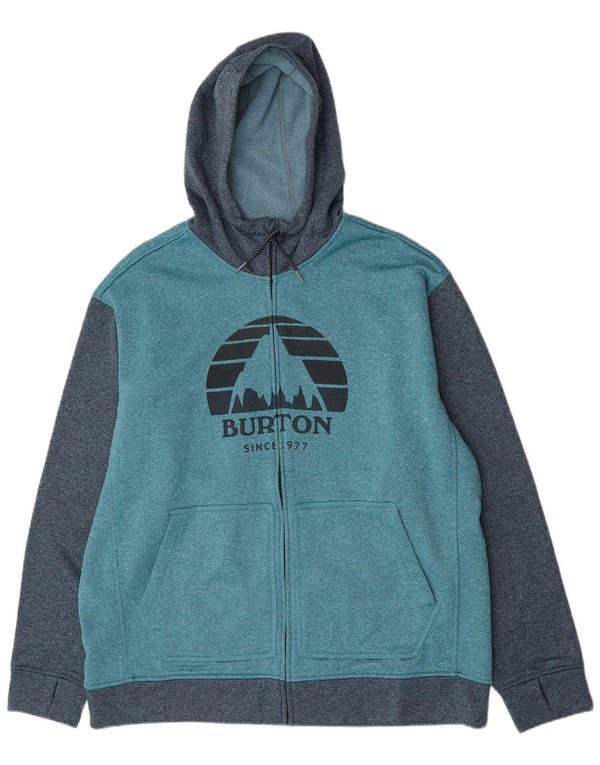 Burton Pulover cu capota cu fermoar grafic pentru bărbați, 2XL, poliester color bloc, albastru