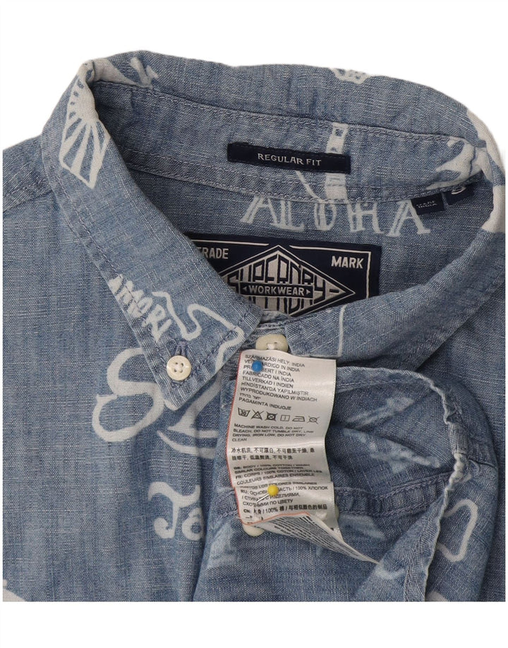 Cămașă cu mânecă scurtă Superdry pentru bărbați, cu formă normală, din bumbac albastru