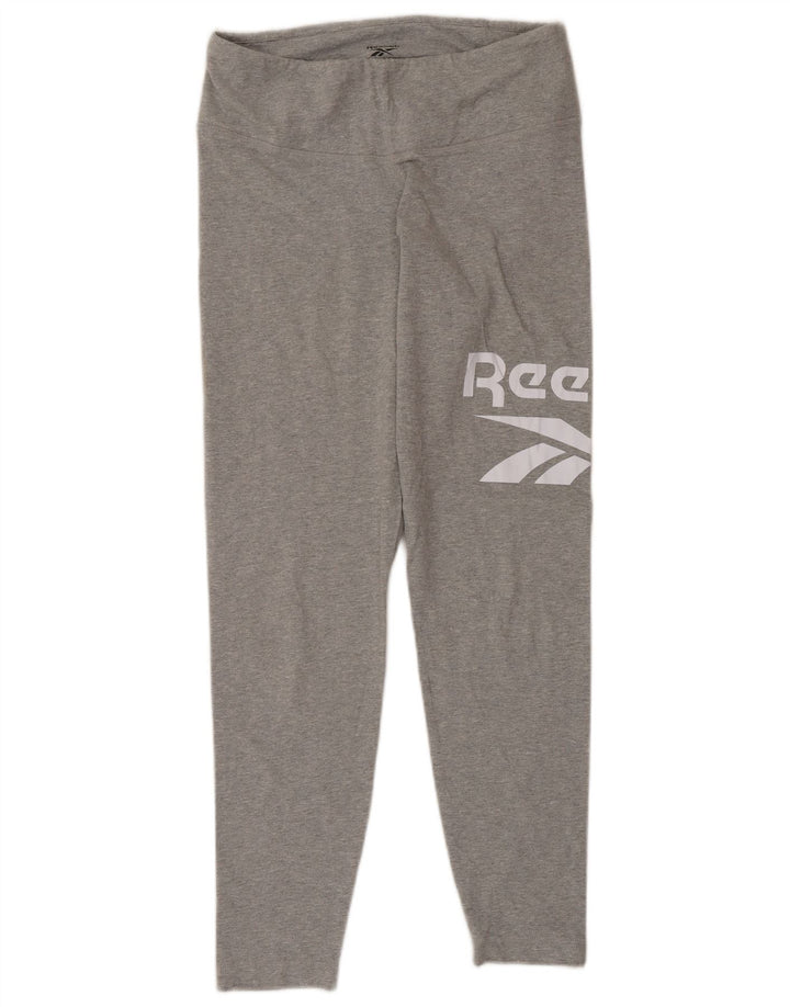 Leggings grafic Reebok pentru femei Marea Britanie 12/14, bumbac gri mediu