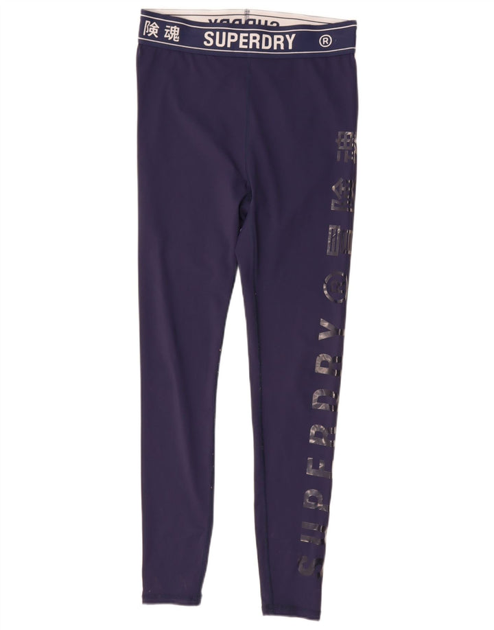 Leggings cu grafică pentru femei Superdry UK 12 Poliester mediu albastru bleumarin