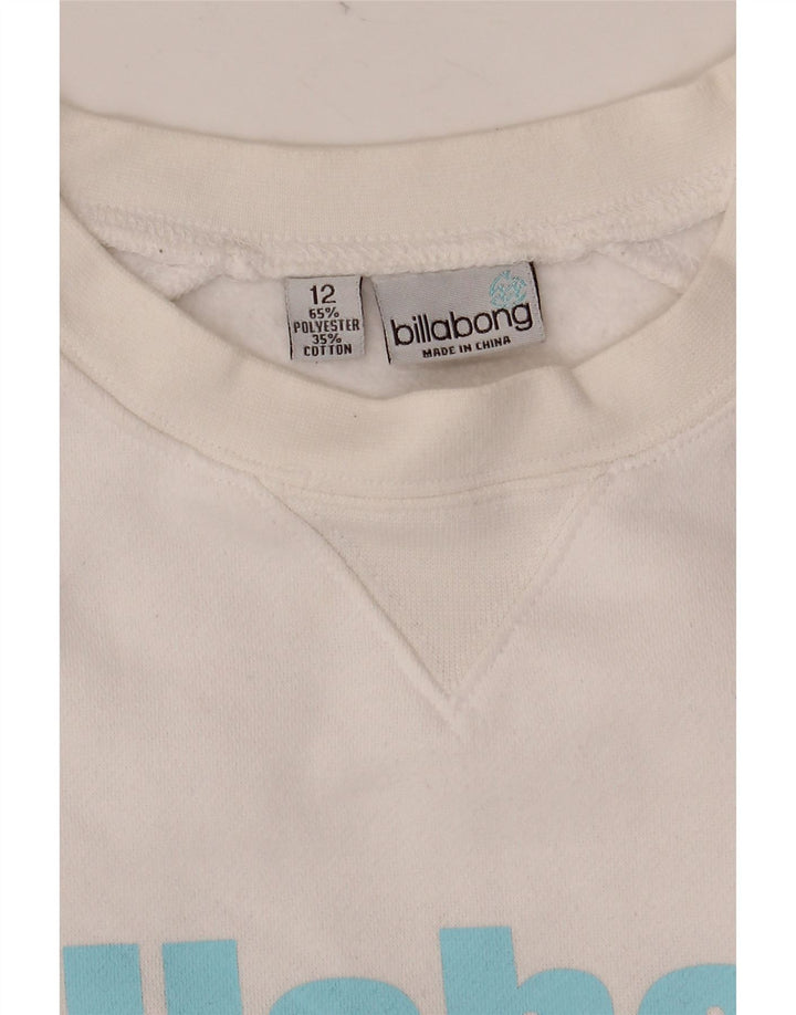BILLABONG Pulover grafic pentru femei UK 12 Poliester alb mediu