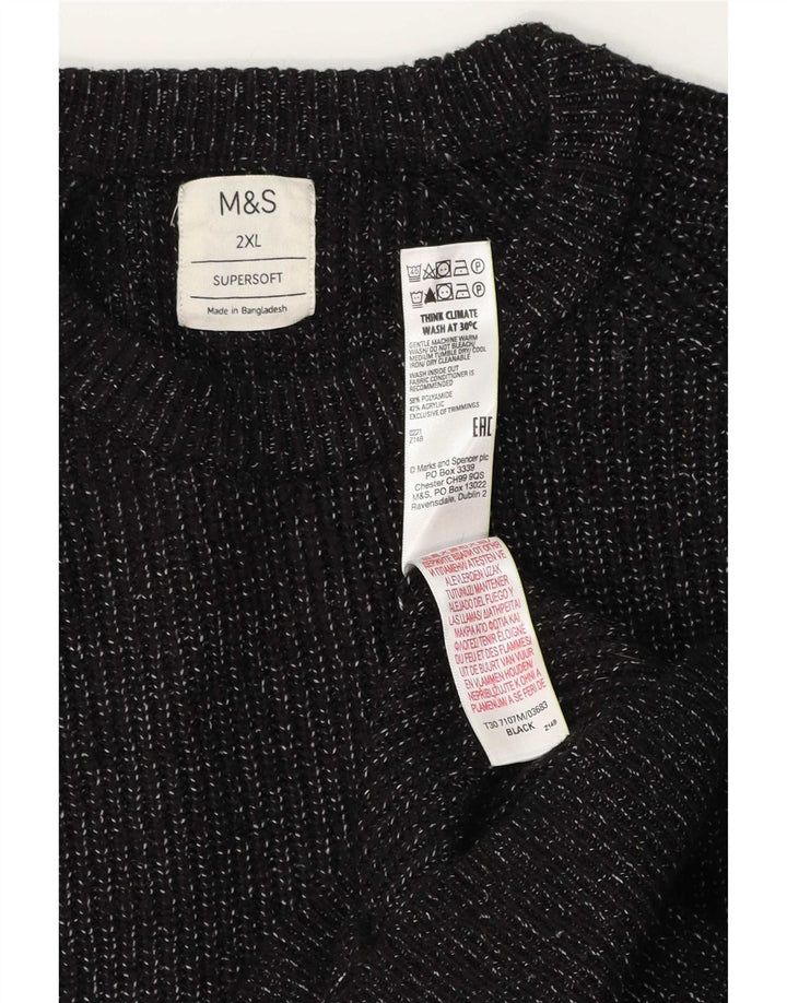 Pulover pentru bărbați Marks & Spencer, cu gâtul turn, 2XL, poliamidă neagră cu pete