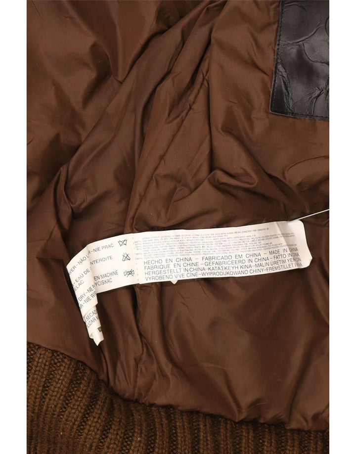 Jachetă bomber din tricot pentru bărbați Zara UK 40 mare, maro, lână color bloc