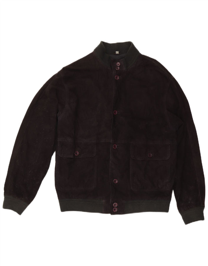 Jachetă Bomber Vintage pentru bărbați din piele intoarsa IT 50, mare, neagra