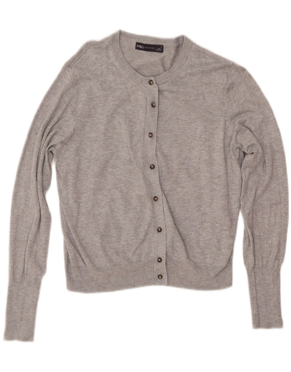 MARKS & SPENCER Pulover cardigan crop pentru femei UK 14 Medium Gri Viscose