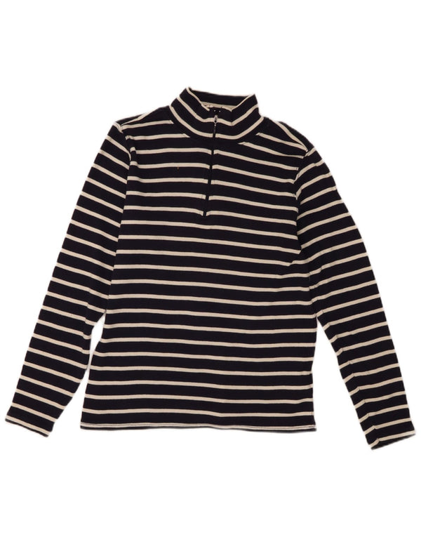 Top pentru femei L.L.Bean, cu fermoar, cu mânecă lungă, UK 10, cu dungi mici, bleumarin