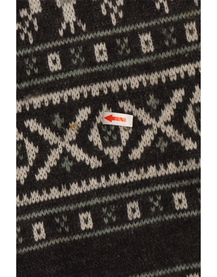 Pulover pentru bărbați Henry Scott cu decolteu rotund, gri mediu, acrilic Fair Isle