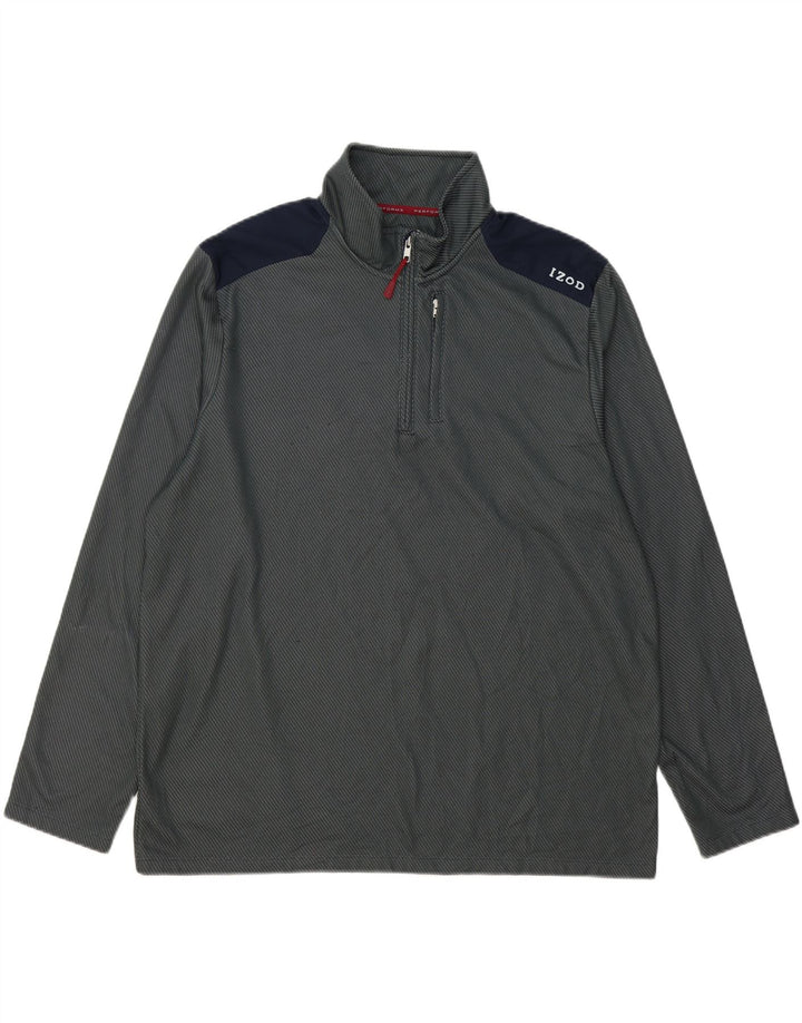 IZOD Mens Zip Neck Pullover Tracksuit Top XL Navy Blue Polyester Vintage Izod and Second-Hand Izod from Messina Hembry 