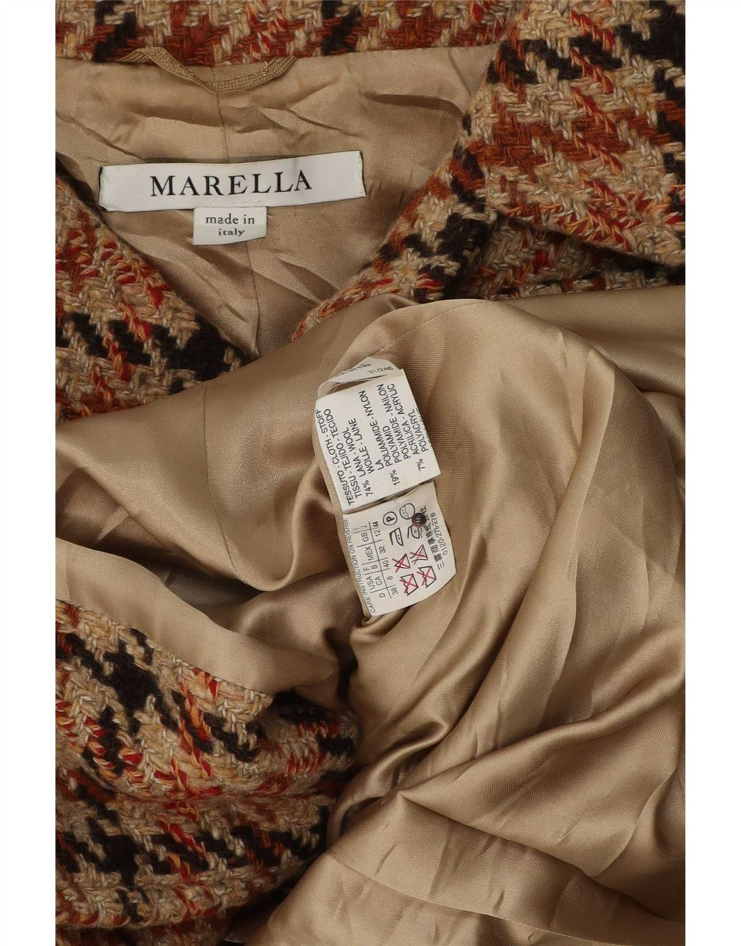 Jachetă Blazer pentru femei Marella UK 12 Maro Mediu Houndstooth Classic