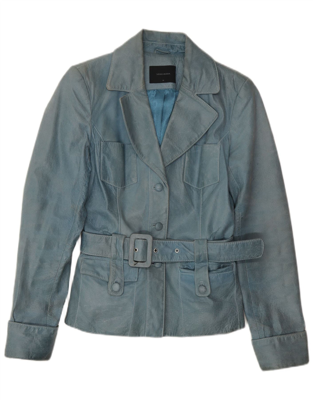 Jachetă de piele pentru femei VINTAGE UK 12 Medium Blue