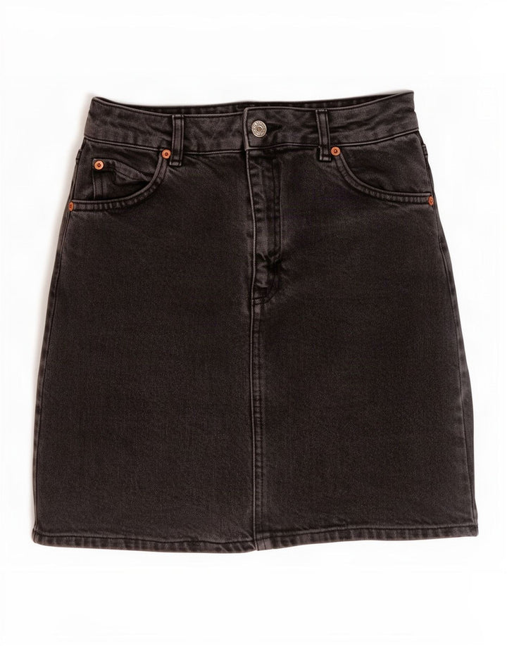 Fusta mini denim Topshop pentru femei W26, bumbac negru mic