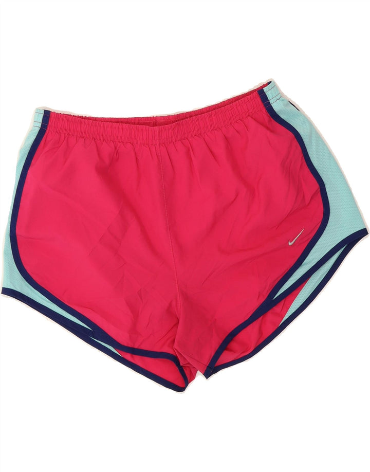 NIKE Womens Dri Fit Sport Shorts UK 14 Medium  Pink Colourblock Polyester Vintage Nike and Second-Hand Nike from Messina Hembry 