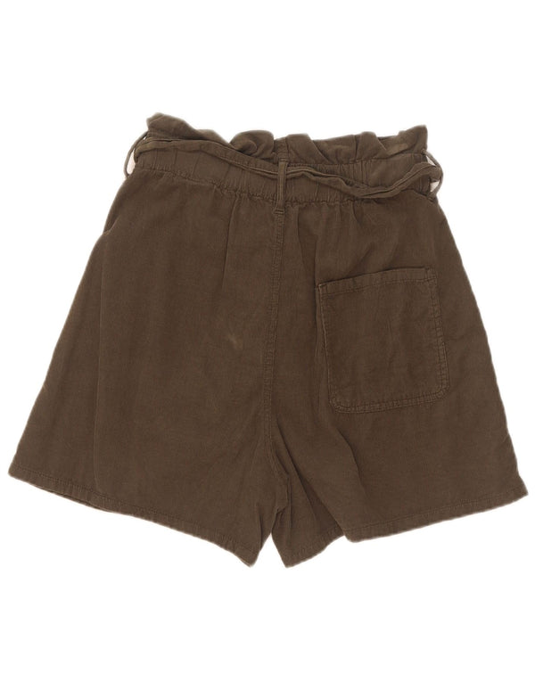 Pantaloni scurți din velur cu talie înaltă Zara pentru femei EU 36 XS W26 bumbac kaki