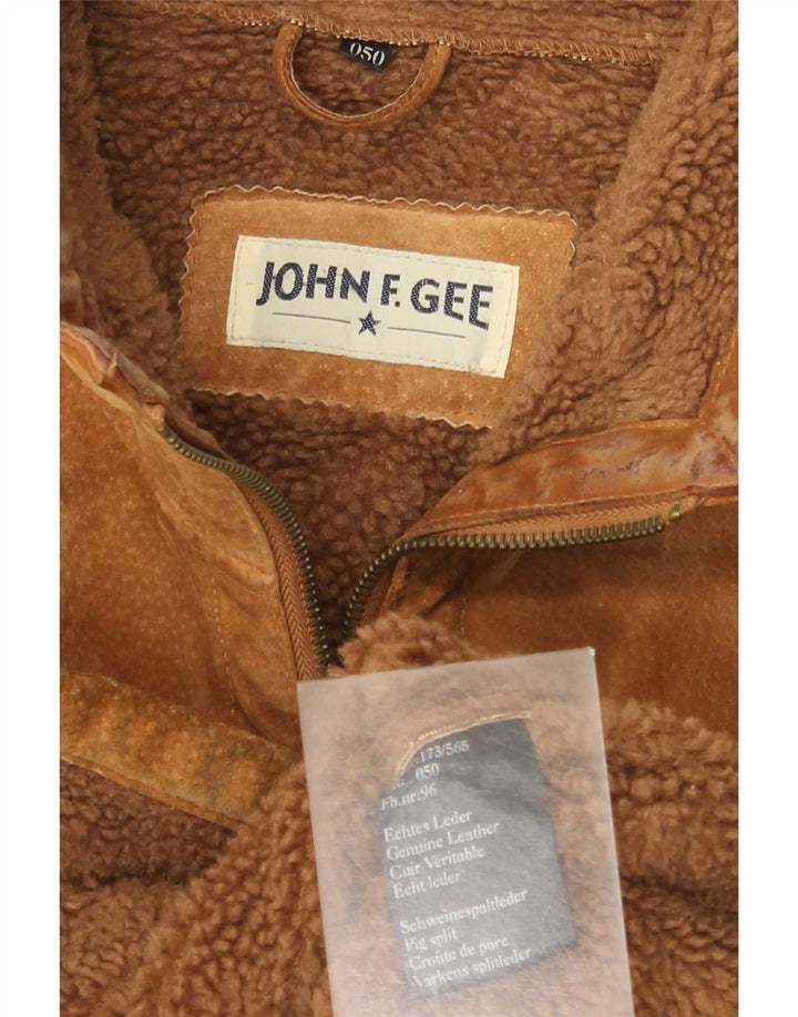 Jachetă de căprioară Sherpa John F Gee pentru bărbați IT 50, piele mare, bej