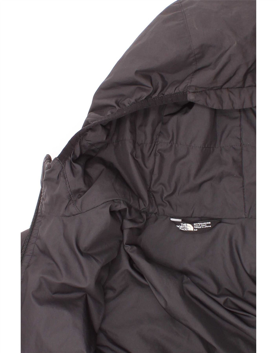 Jachetă căptușită cu glugă The North Face pentru băieți, 7-8 ani, mică, neagră