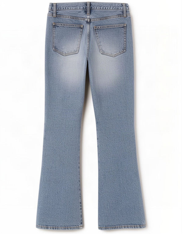 Benetton Womens Flared Jeans IT 42 Medium W32 L30 Blue Cotton