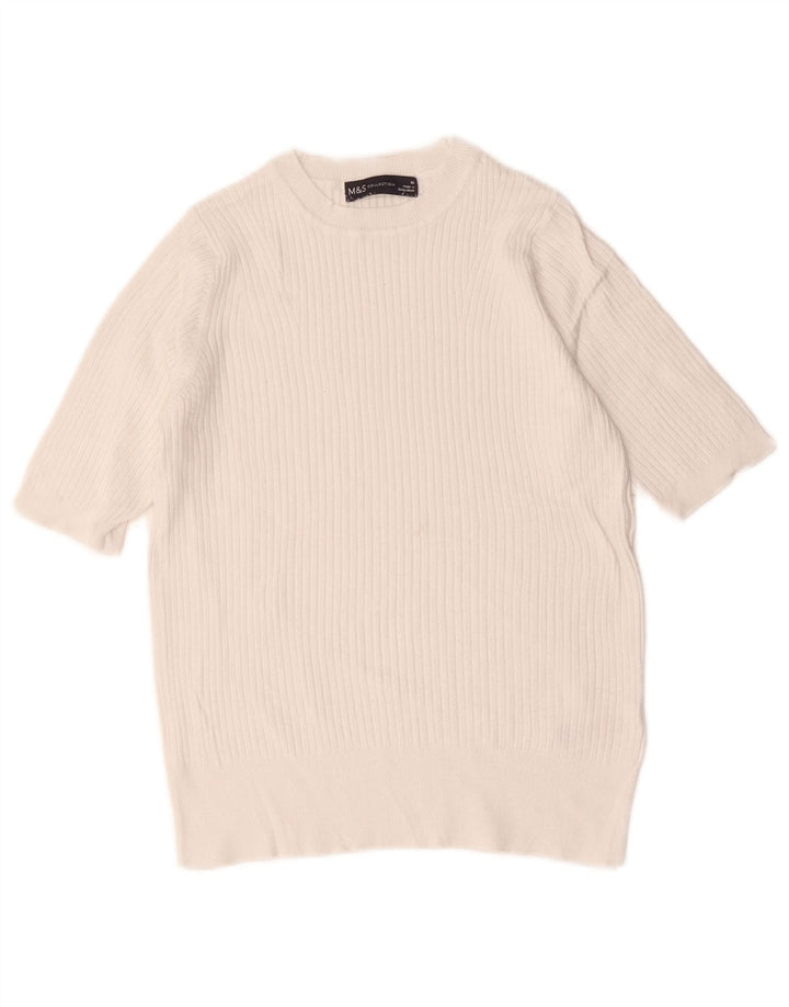 Pulover pentru femei Marks & Spencer Crop Crew Deck Pulover UK 10 Small White