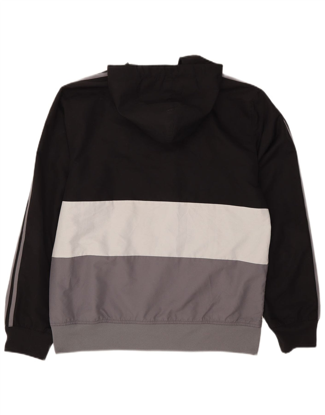 Jachetă de trening pentru bărbați Adidas cu glugă, negru mediu, poliester bloc de culoare