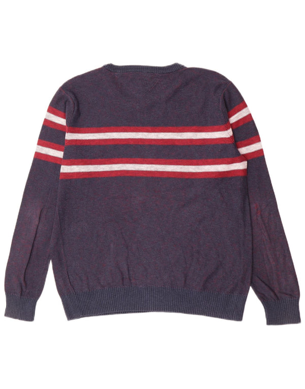 Pulover Tommy Hilfiger pentru băieți, cu decolteu, 14-15 ani, XL, cu dungi albastre
