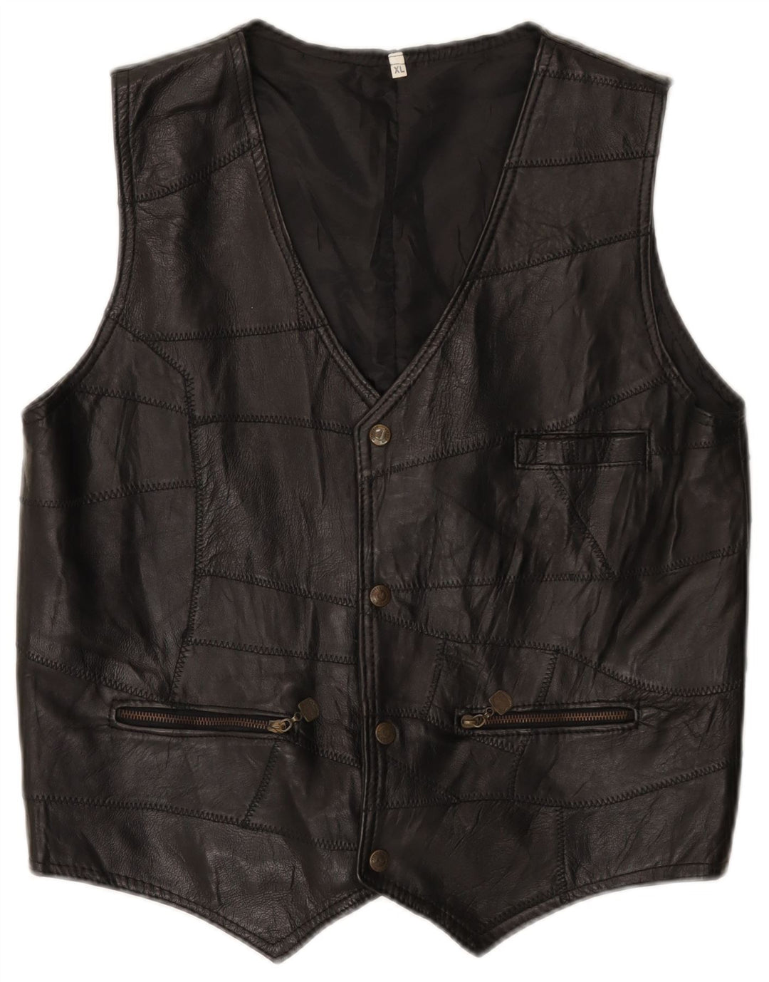 Vestă din piele vintage pentru bărbați, XL, mozaic negru
