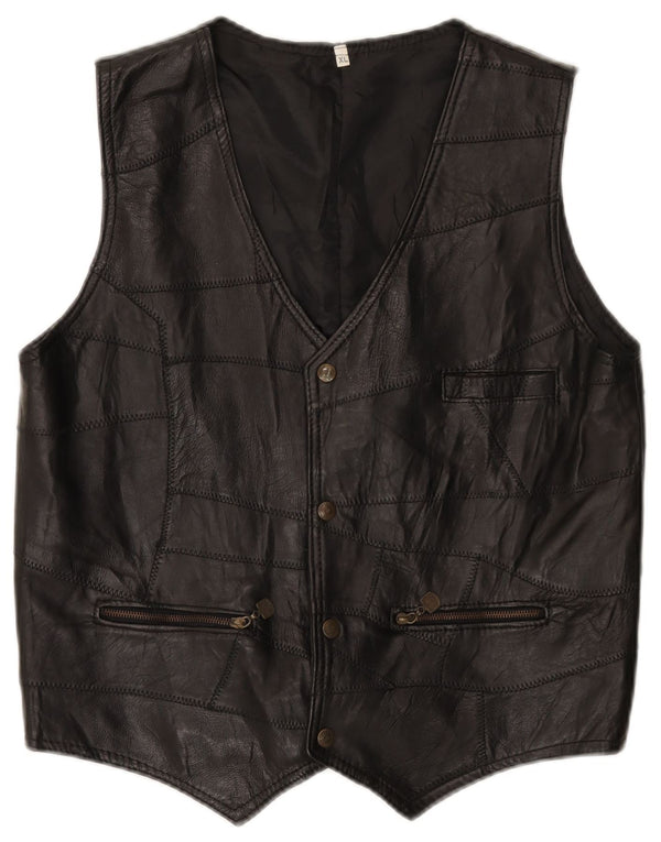 Vestă din piele vintage pentru bărbați, XL, mozaic negru