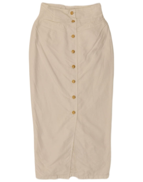 Fusta midi vintage pentru femei UK 10 Small W26 Bumbac alb