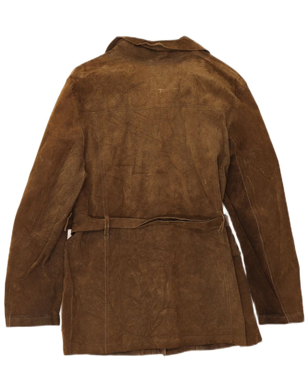 Jachetă vintage de piele intoarsa pentru femei IT 42 maro mediu din piele