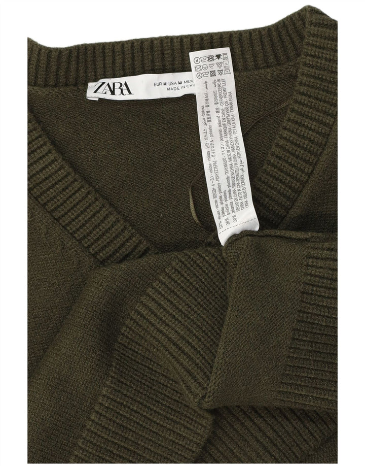 Pulover Crop Jumper pentru Damă Zara UK 12 Medium Green Viscose