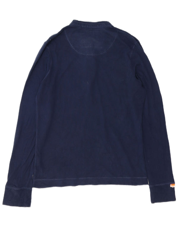 Top pentru bărbați Superdry cu mânecă lungă, mediu, bleumarin, bumbac