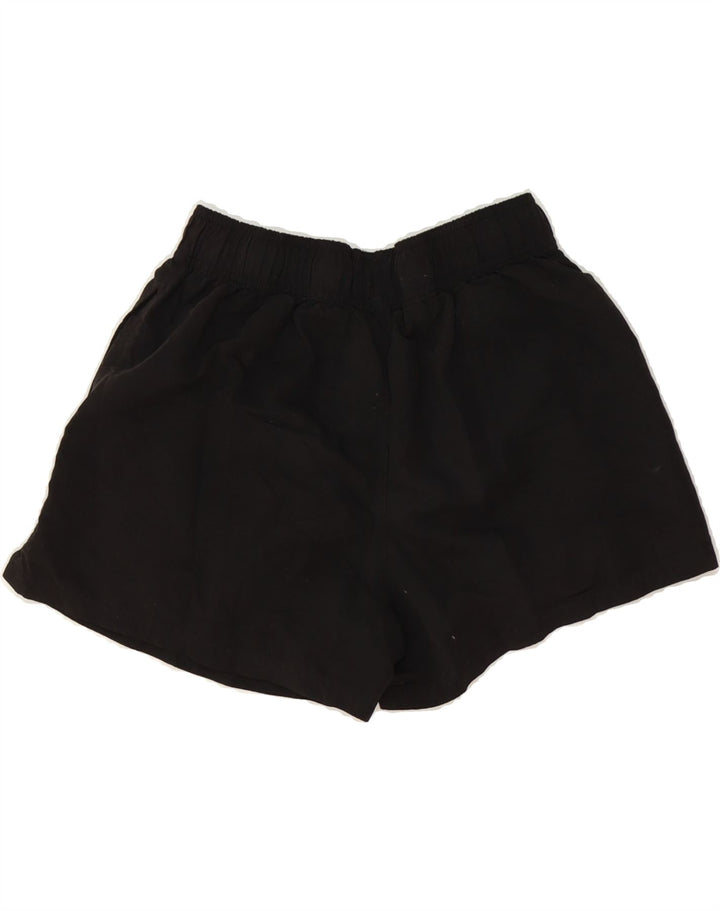 REEBOK Womens Graphic Sport Shorts UK 12 Medium  Black Polyester Vintage Reebok and Second-Hand Reebok from Messina Hembry 