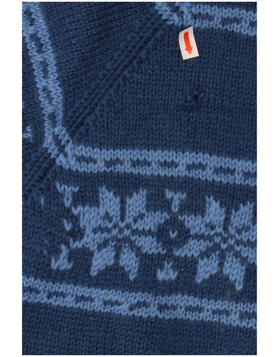 Pulover pentru femei VINTAGE cu gât de barcă UK 12 Medium Bleumarin Fair Isle