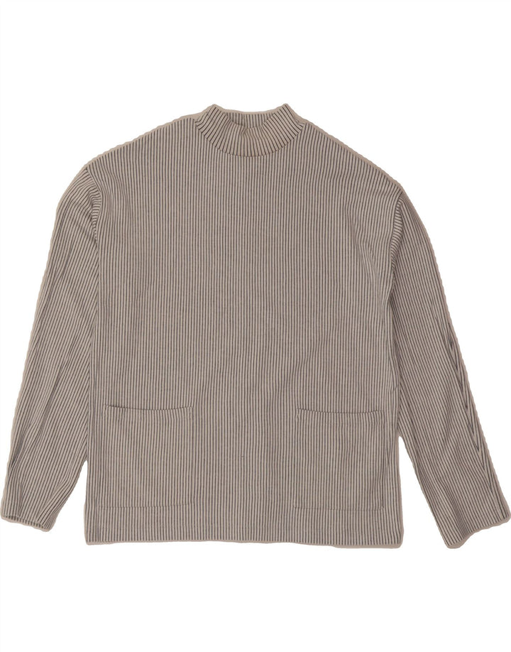 MARKS & SPENCER Womens Top Long Sleeve UK 12 Medium White Striped Cotton Vintage Marks & Spencer and Second-Hand Marks & Spencer from Messina Hembry 