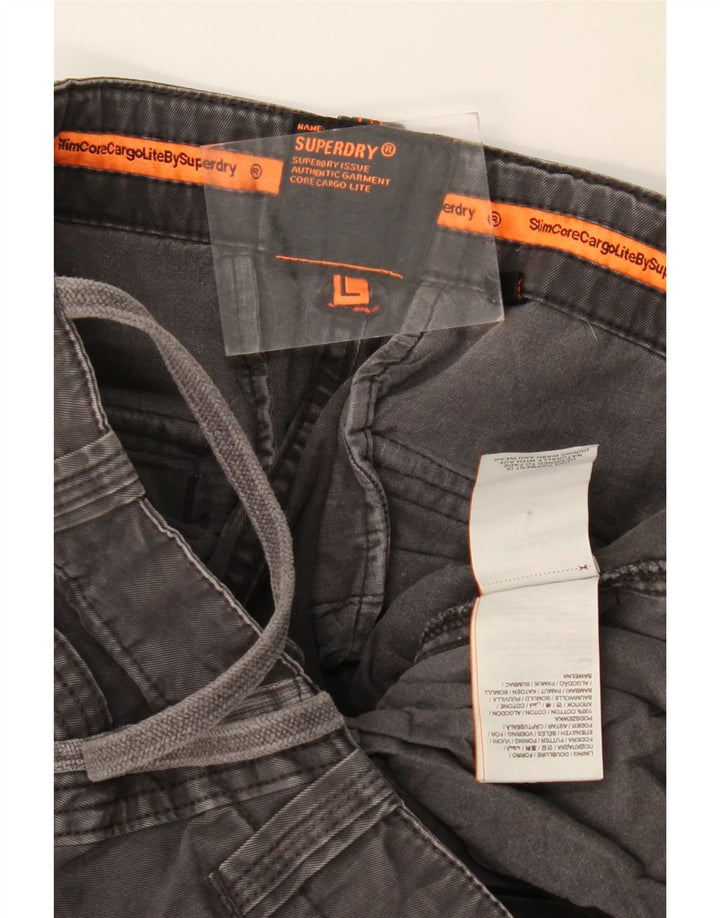 SUPERDRY Pantaloni cargo subțiri pentru bărbați mari W36 L33 bumbac gri