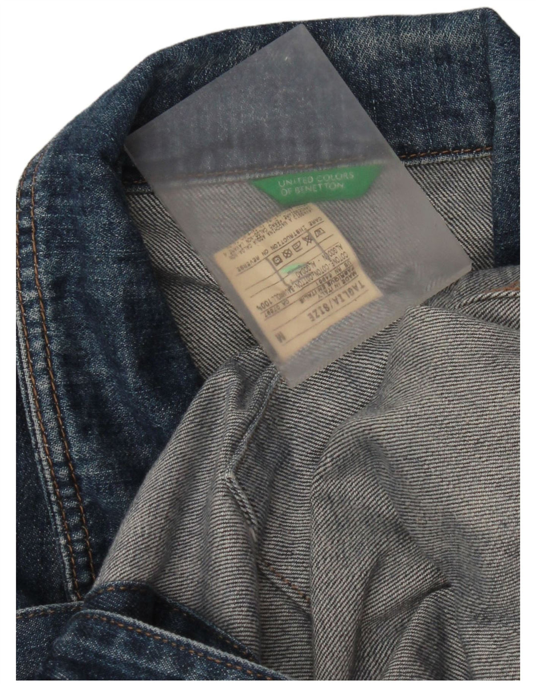 Jachetă de blugi pentru femei Benetton UK 14, bumbac albastru mediu