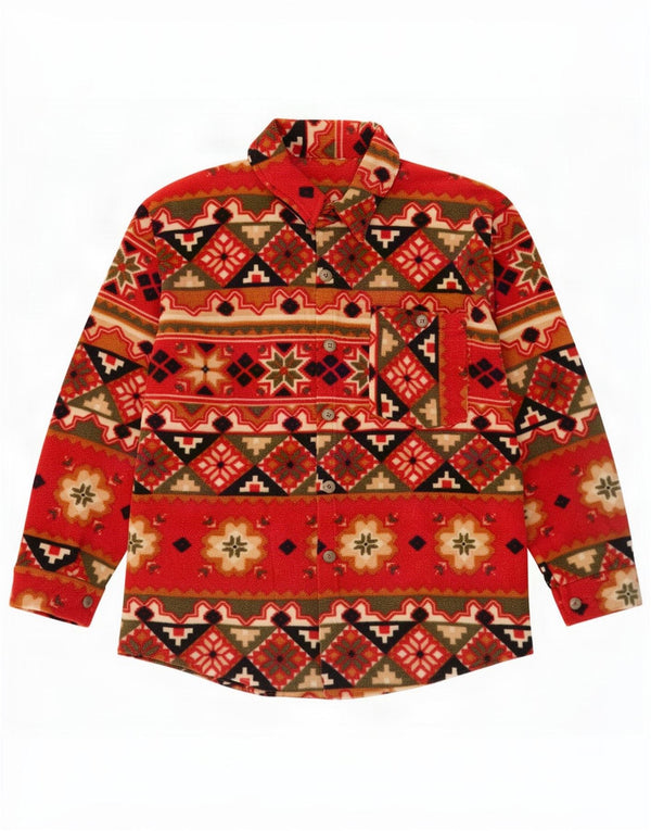 Jachetă vintage pentru bărbați din lână UK 42 XL roșu geometric