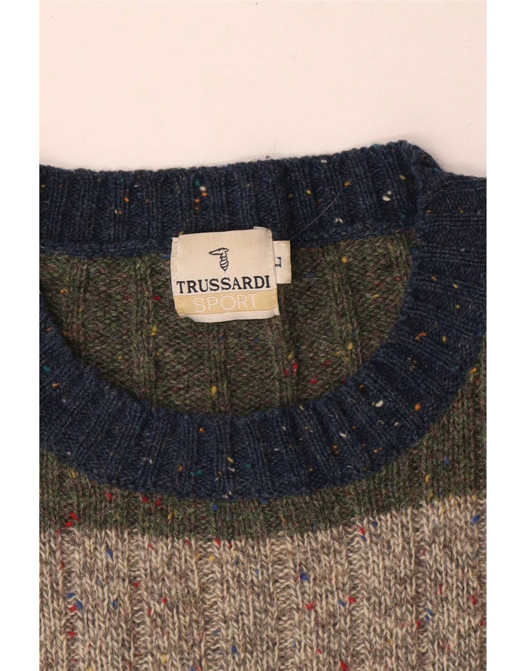 Pulover Trussardi pentru bărbați cu gât crew pulover mare, multicolor, cu dungi