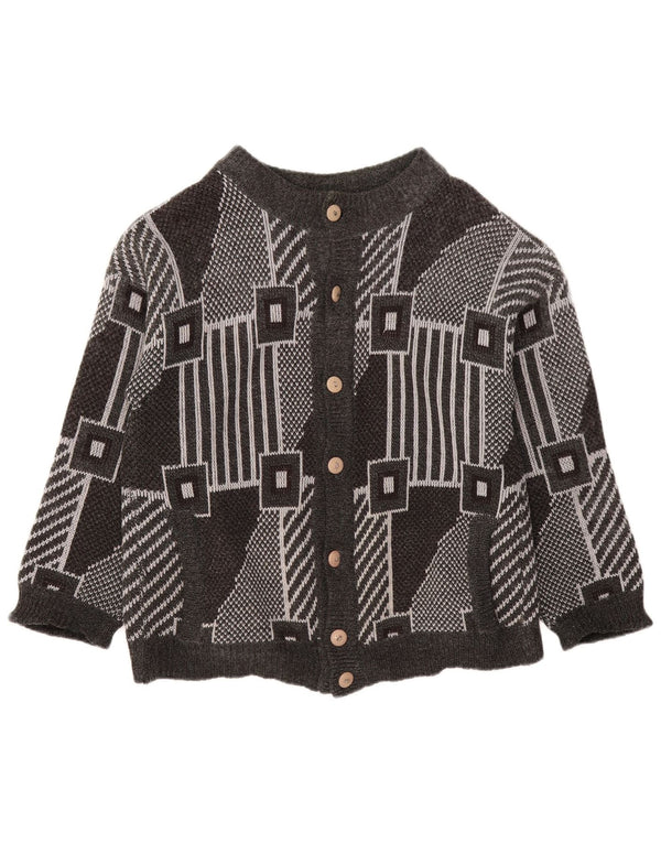 Pulover cardigan supradimensionat pentru femei VINTAGE UK 18 XL gri geometric