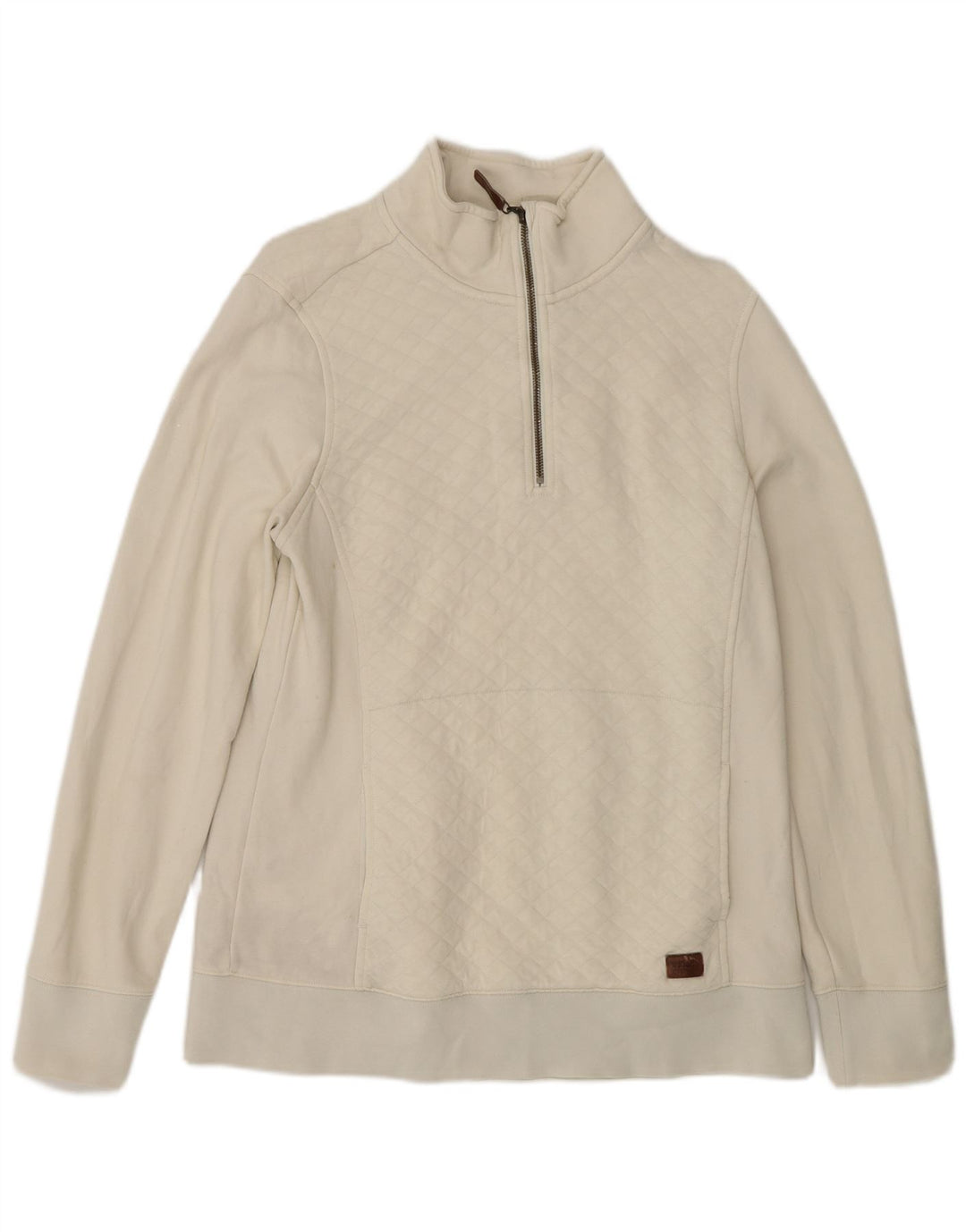 Pulover pentru femei L.L.Bean, cu fermoar supradimensionat, cu gât, UK 10, mic, alb