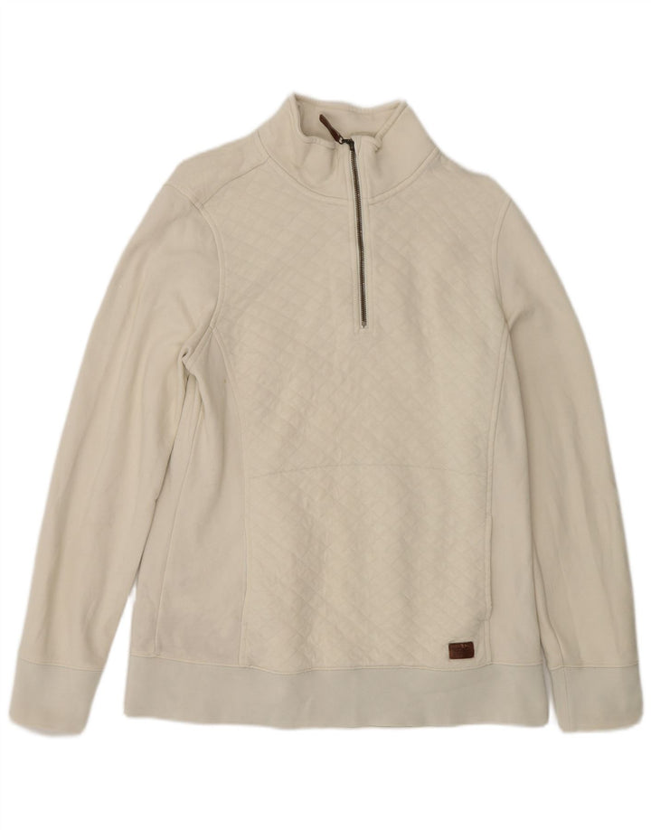 Pulover pentru femei L.L.Bean, cu fermoar supradimensionat, cu gât, UK 10, mic, alb