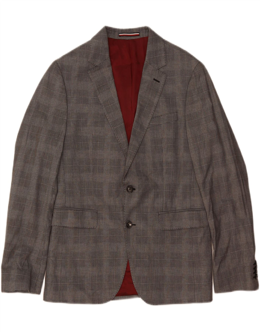 Jachetă blazer croită pentru bărbați Tommy Hilfiger, cu 2 nasturi, IT 48 Medium Grey Check