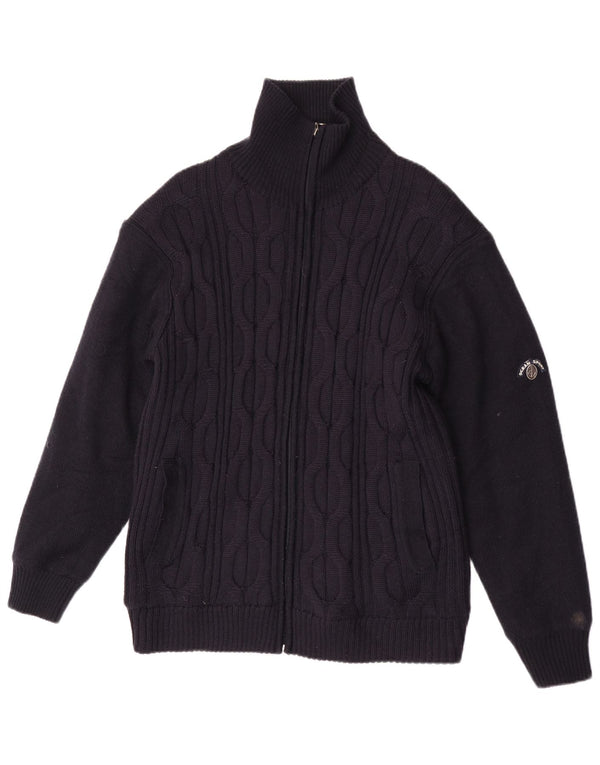 Pulover Cardigan Vintage pentru bărbați XL Lână merinos bleumarin